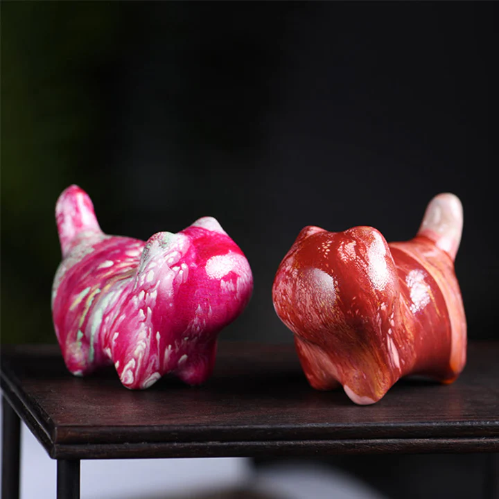 Mini Lovely Cat Ebony Wood Lacquer Craft Peace Decoration  | Zen Ara Grove