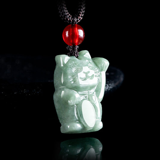 Lucky Cat Jade Abundance Necklace Pendant | Zen Ara Grove