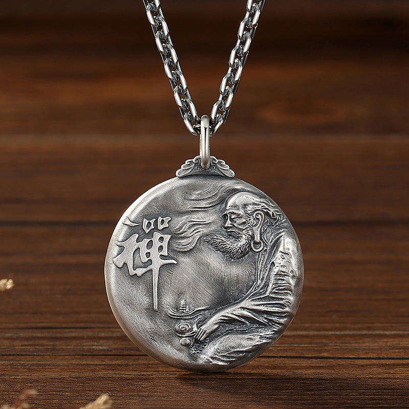 Bodhidharma Pendant – Zen Enlightenment Amulet in Sterling Silver | Zen Ara Grove