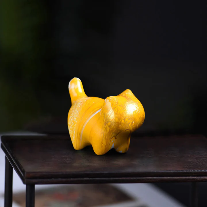 Mini Lovely Cat Ebony Wood Lacquer Craft Peace Decoration  | Zen Ara Grove