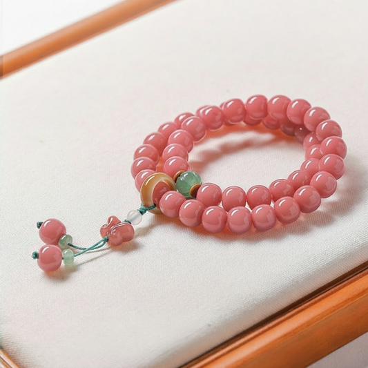 Pink-White Jade Bodhi Bead Bracelet | Zen Ara Grove