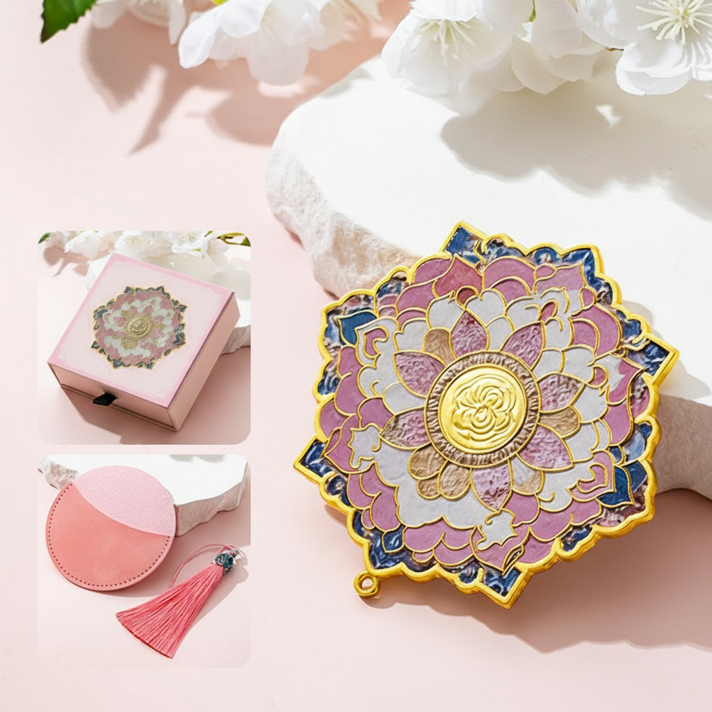 Portable Embossed Caisson Hand Mirror | Zen Ara Grove