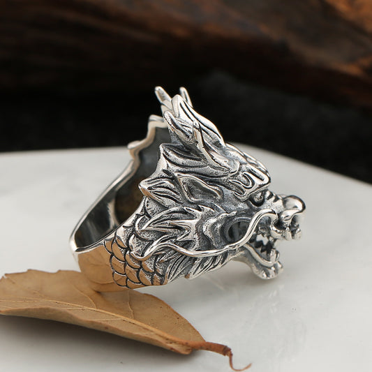 Majestic Dragon Head Ring – Guardian of Fortune and Energy | Zen Ara Grove