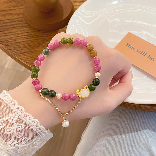 Colorful Tourmaline Lucky Cat Positive Bracelet 1 Reviews | Zen Ara Grove