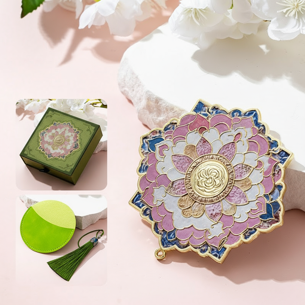 Portable Embossed Caisson Hand Mirror | Zen Ara Grove