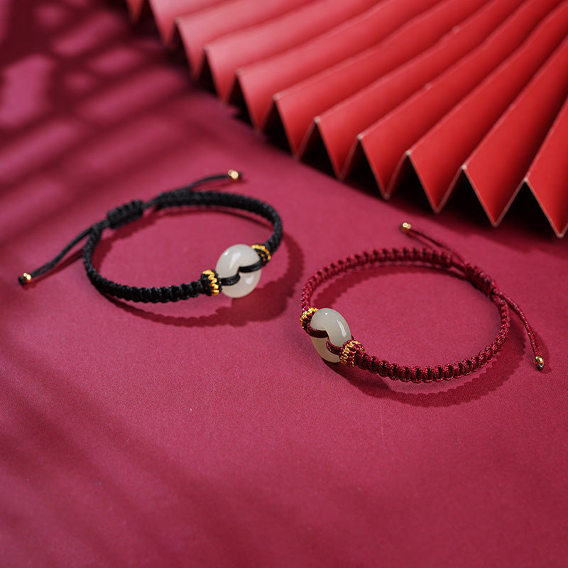 Hetian Jade Safety Knot Handwoven Bracelet – Luck & Prosperity | Zen Ara Grove