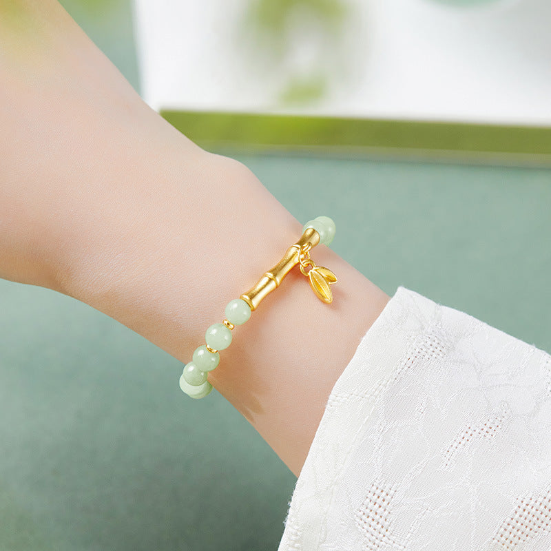 Silver Bamboo & Jade Beaded Bracelet | Zen Ara Grove
