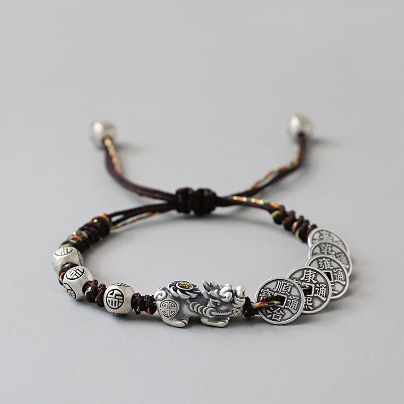 TODAY ONLY! Fortune Pixiu with Five Emperor Coins Braided Bracelet | Zen Ara Grove