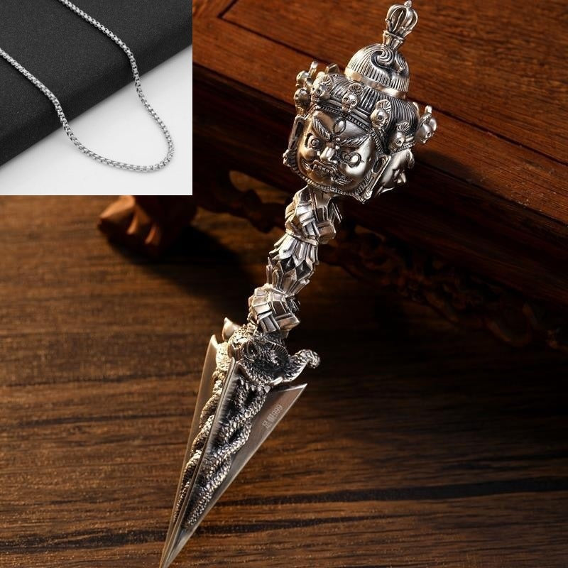 Silver Vajra Phurba Pendant – Banish Negativity | Zen Ara Grove