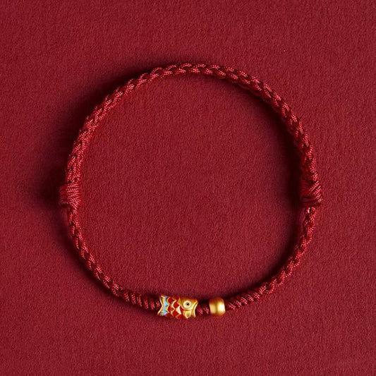 Adjustable Koi-Pattern Bead Cord Bracelet — Perseverance & Good Fortune