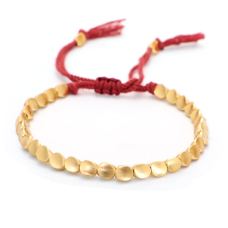 Subtle Zen Threads Bracelet: Mindful Gold & Woven Harmony