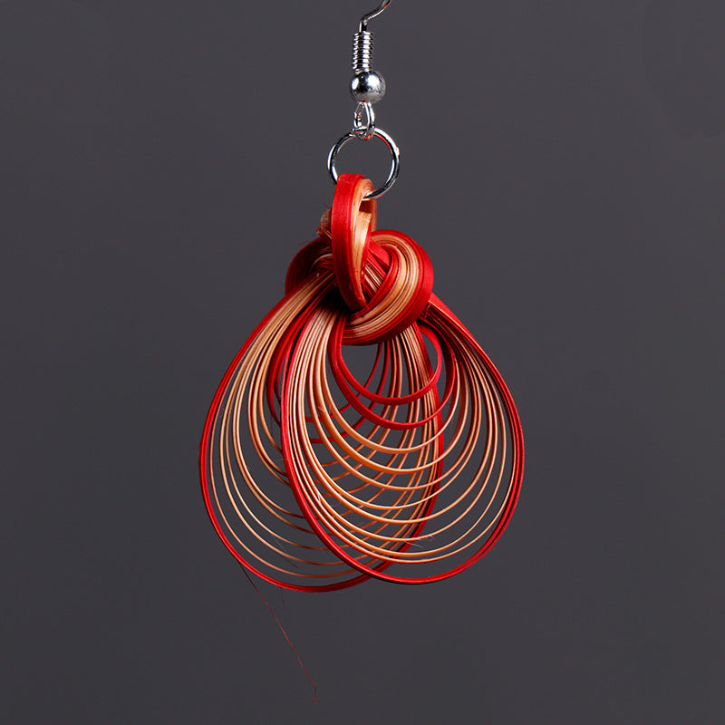 Handwoven Bamboo Leaf Drop Earrings