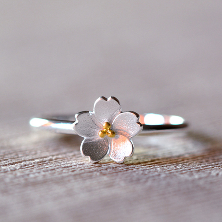 Minimalist Sakura Blossom Ring | Zen Ara Grove