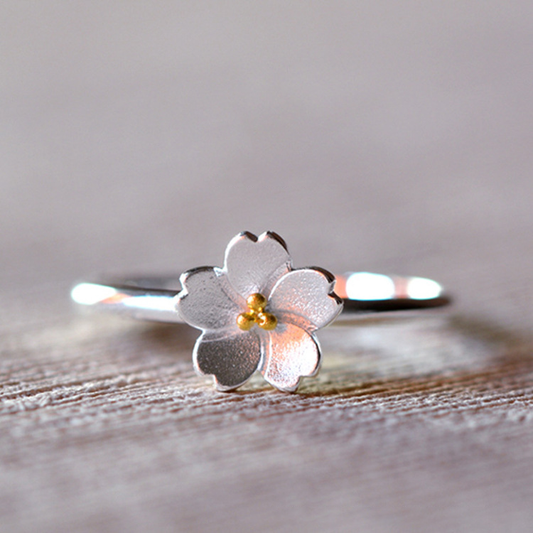 Minimalist Sakura Blossom Ring | Zen Ara Grove