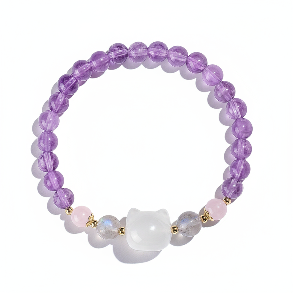 Mystic Purple Kitty Bracelet – Calming Energy with Playful Spirit | Zen Ara Grove