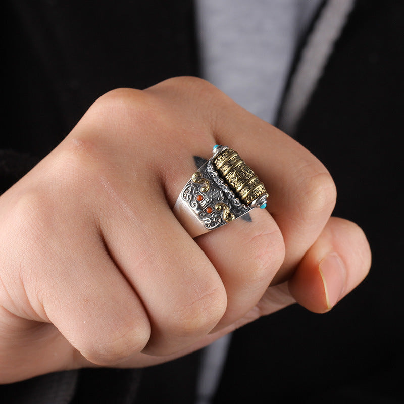 Om Mani Padme Hum Silver Ring – Protection & Inner Peace | Zen Ara Grove