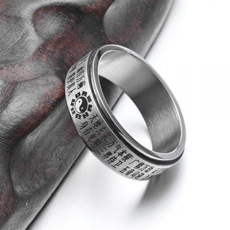 Yin Yang Bagua Ring – Engraved with Eight Sacred Mantras for Protection  | Zen Ara Grove