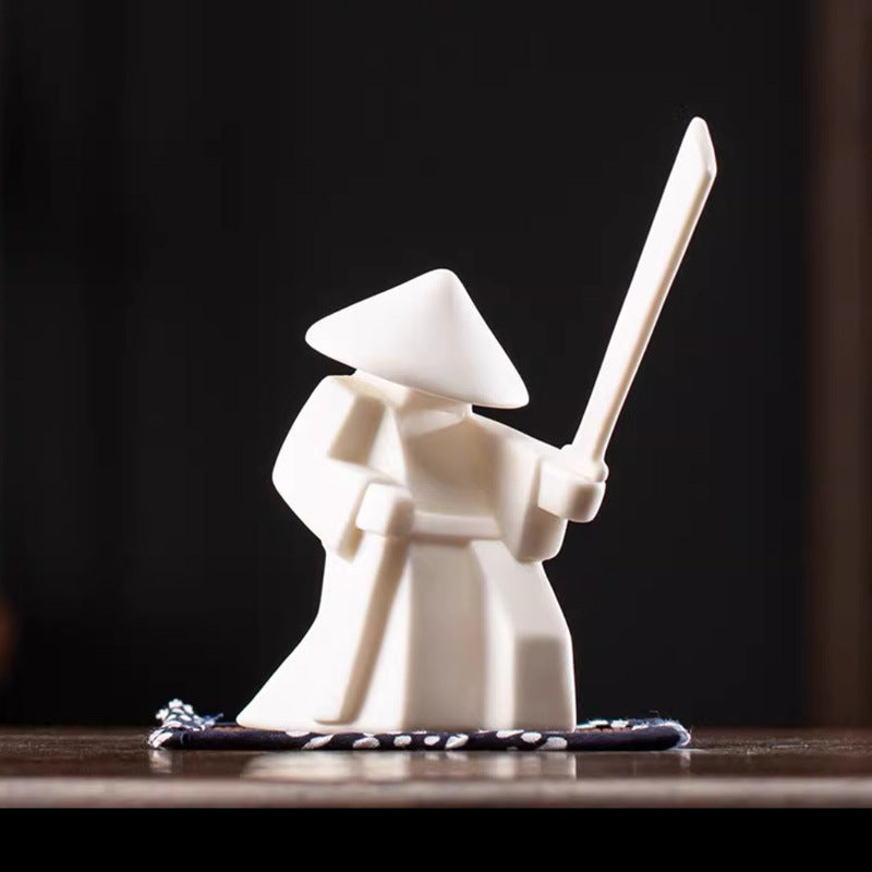 Kung Fu Zen Ceramic Incense Holder – Martial Artist Duel Figurine | Zen Ara Grove