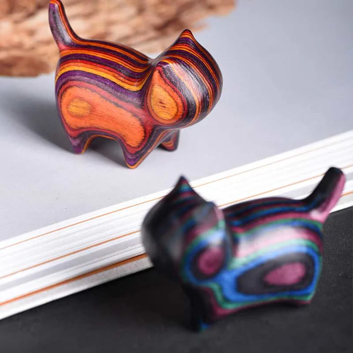 Mini Cat Kitten Colorful Wooden Cute Pet Decoration | Zen Ara Grove