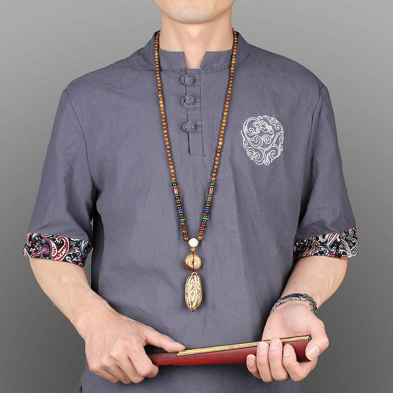 Thousand-Eye Bodhi Peace & Luck Wooden Bead Necklace | Zen Ara Grove