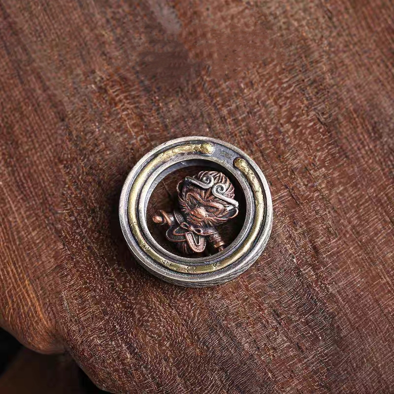 S925 Silver Monkey King Pendant – Crowned with the Golden Circlet | Zen Ara Grove
