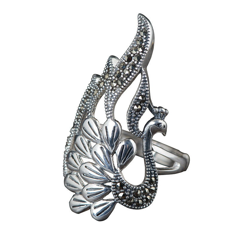 S925 Peacock Silver Ring – Symbol of Beauty & Nobility | Zen Ara Grove