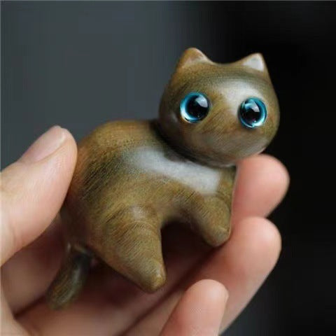 Mini Cute Stretching Cat Carved Soothing Desk Decoration | Zen Ara Grove