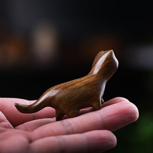 Green Sandalwood Small Leaf Red Sandalwood Ebony Wood Rainbow Wood Lucky Mini Walking Cat Positive Decoration | Zen Ara Grove