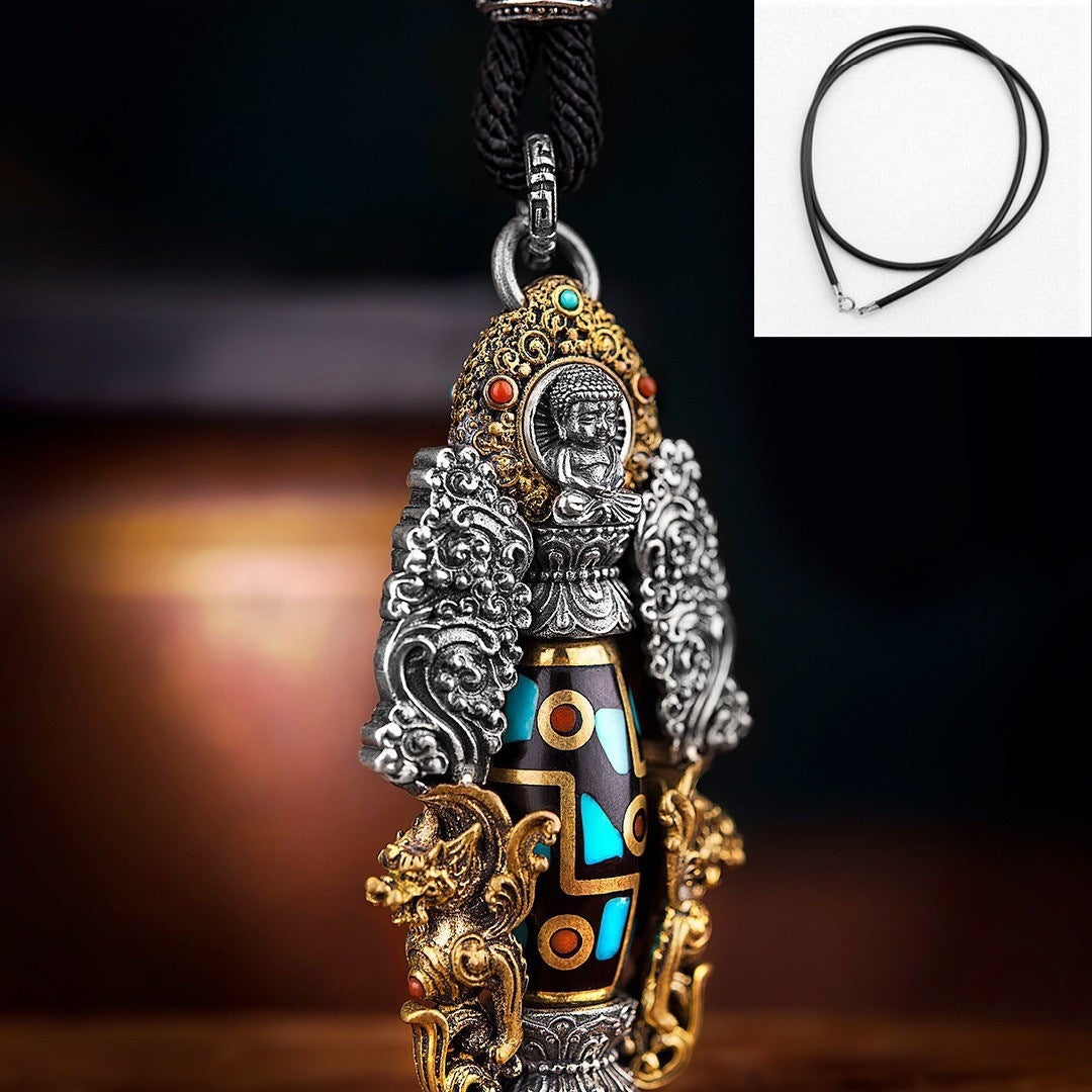 Nine-Eyed Dzi Bead Buddhist Pendant – Symbol of Protection & Enlightenment | Zen Ara Grove