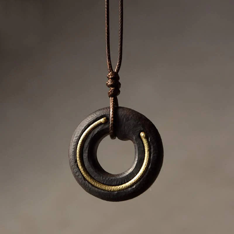Zen Circle Ebony Wood Necklace Pendant – Peace & Calm | Zen Ara Grove