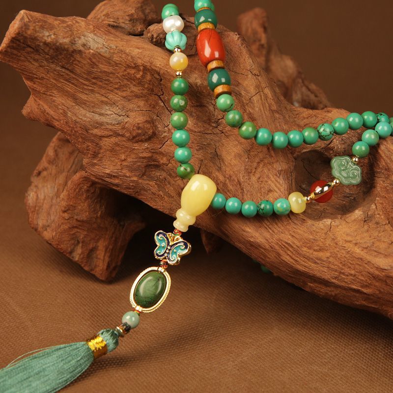 Natural Turquoise 108-Bead Mala Necklace | Zen Ara Grove
