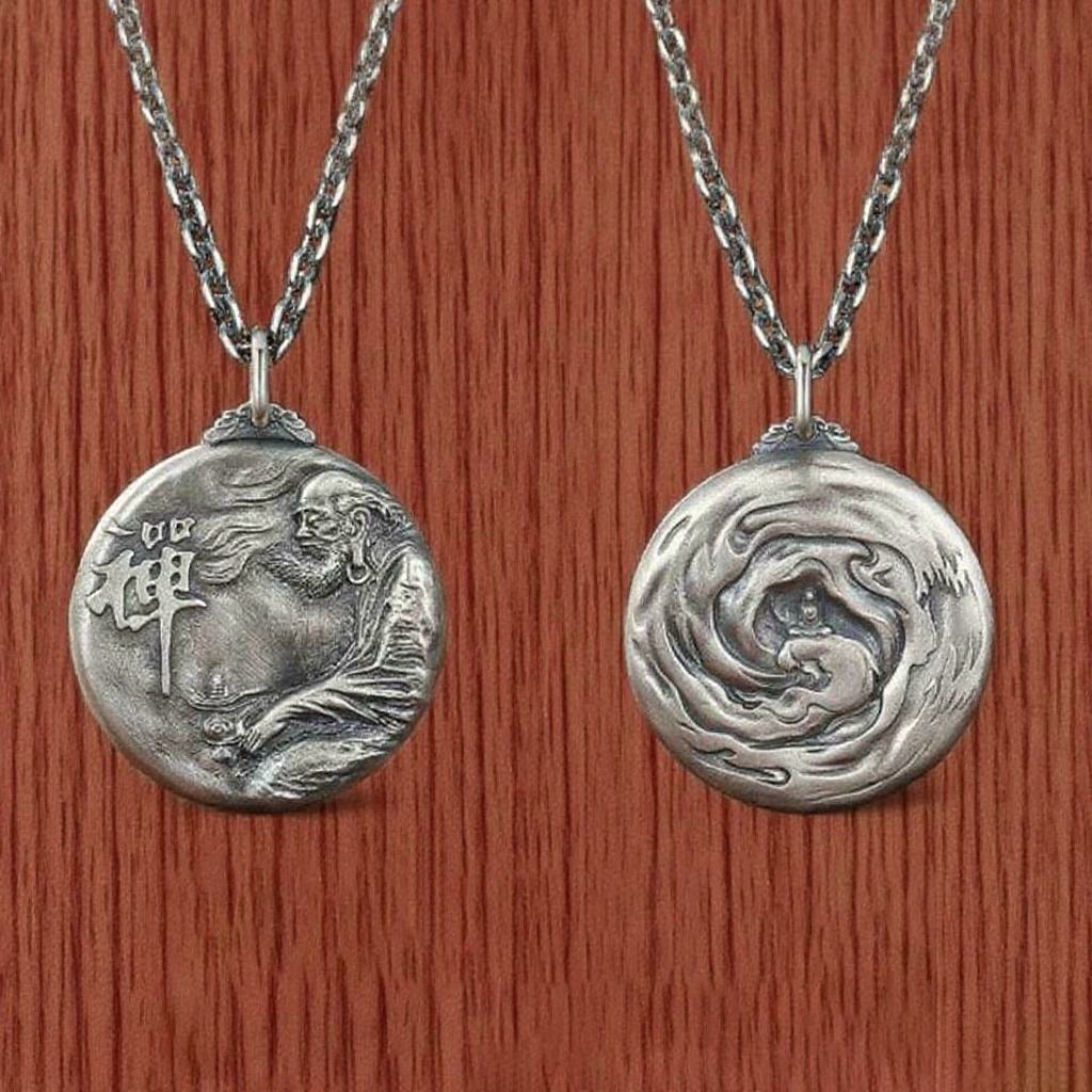 Bodhidharma Pendant – Zen Enlightenment Amulet in Sterling Silver | Zen Ara Grove