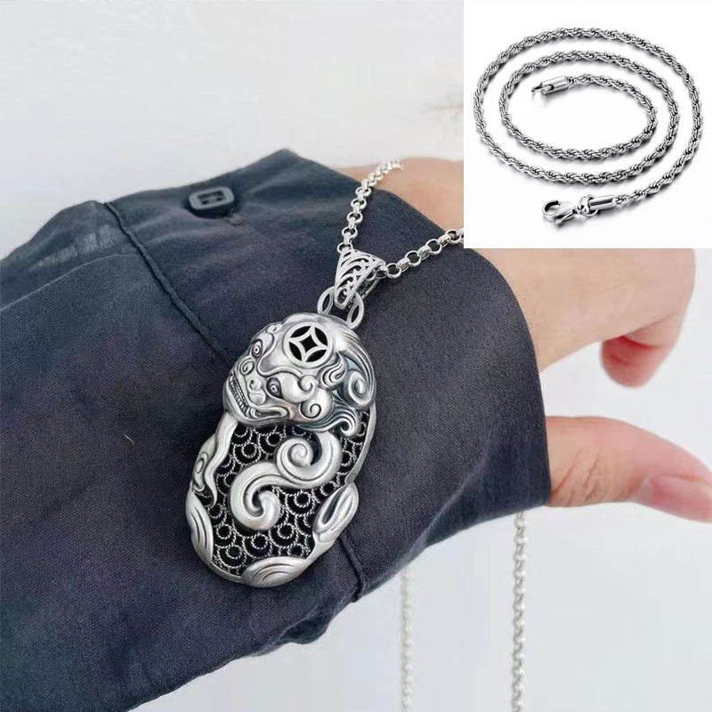 Hollow Guardian Beast Pendant – Ancient Pixiu Necklace | Zen Ara Grove