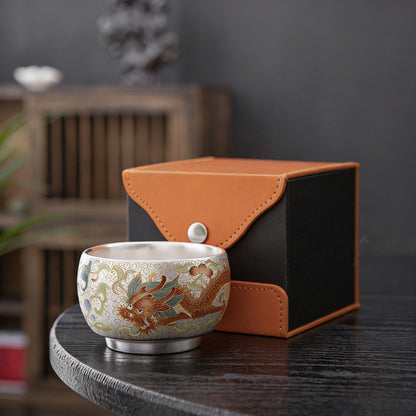 Handmade Silver Cup Gift Set – Sign of Prosperity & Harmony – Artistic Mountain Pattern | Zen Ara Grove