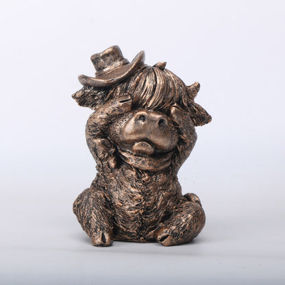 Western-Style Resin Highland Cows – "See No Evil, Hear No Evil, Speak No Evil"Home Decor | Zen Ara Grove