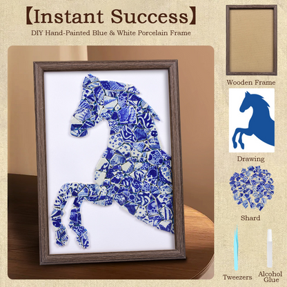 Handmade DIY Blue and White Porcelain Mosaic Ceramic Painting | Zen Ara Grove