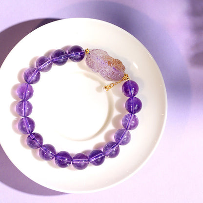 Handcrafted Natural Amethyst Pixiu Bracelet – Love & Prosperity | Zen Ara Grove