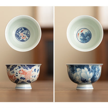 Antique-Style Celadon Blue-and-White Single Cup – Handcrafted Ceramic Tea Ware | Zen Ara Grove