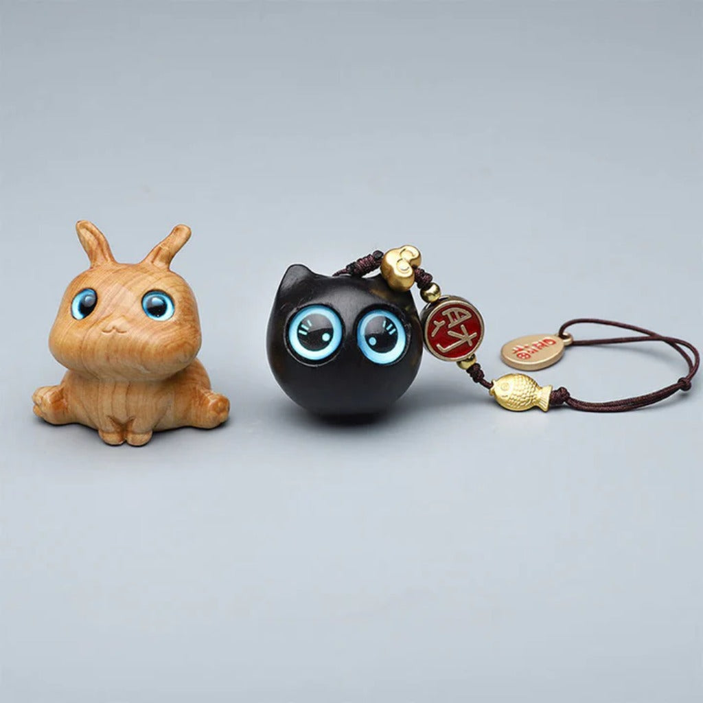 TODAY ONLY! Green Sandalwood Mini Cute Animal Rabbit Cat Deer Whale Prosperity Phone Hanging Decorations| Zen Ara Grove