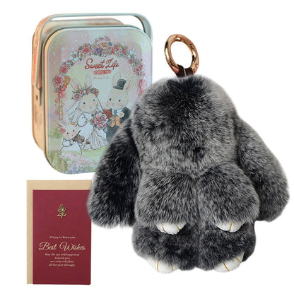 Fluffy Bunny Keychain – Symbol of Warm Blessing | Zen Ara Grove