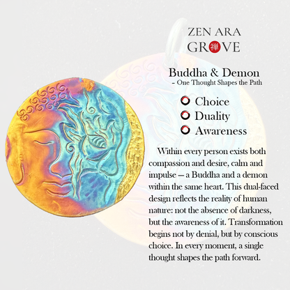 99 Silver Half Demon Half Buddha Pendant – Embrace Your Duality | Zen Ara Grove