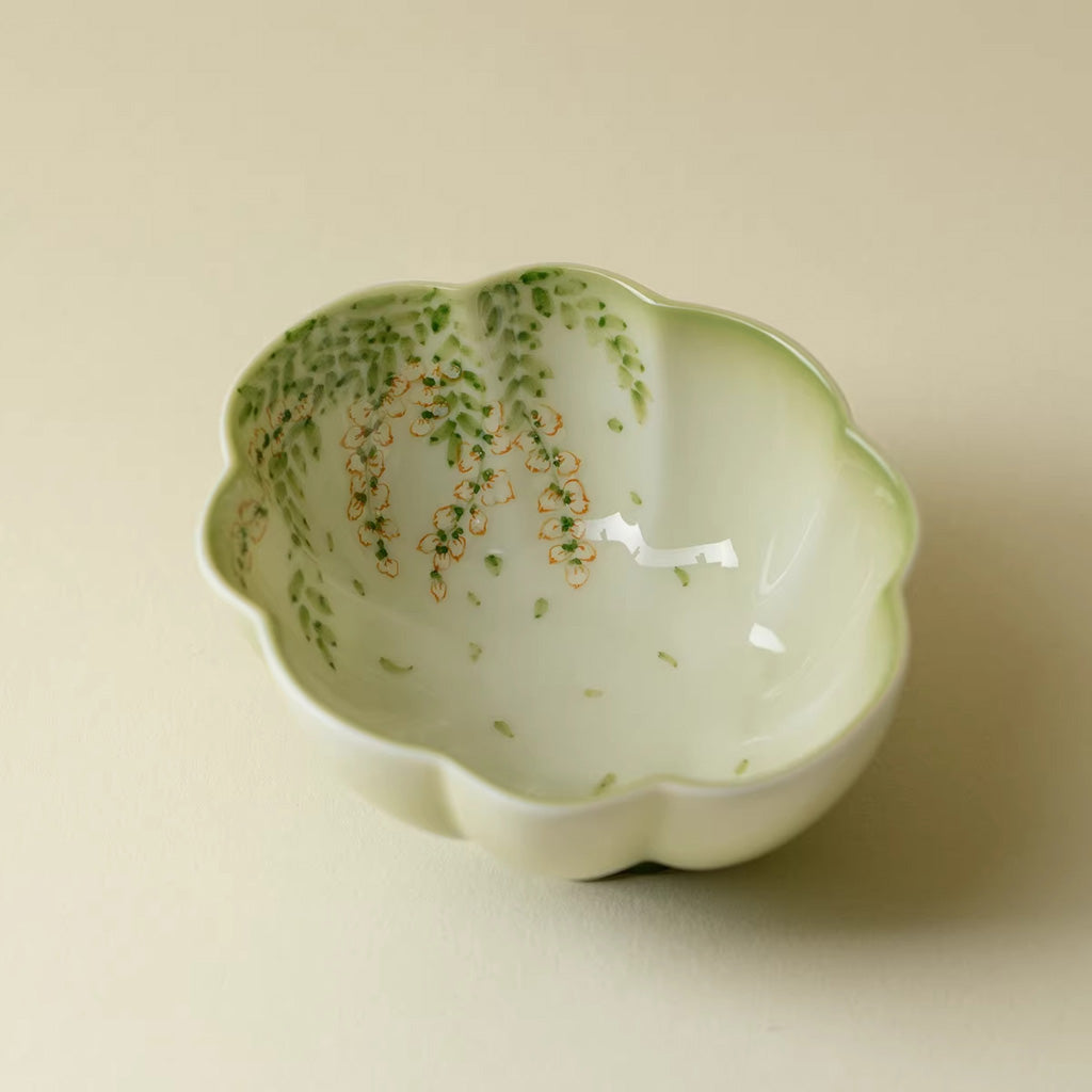 Pastel Ceramic Cup with Hand‑Painted Wisteria – Gentle Green Ombre Elegance | Zen Ara Grove