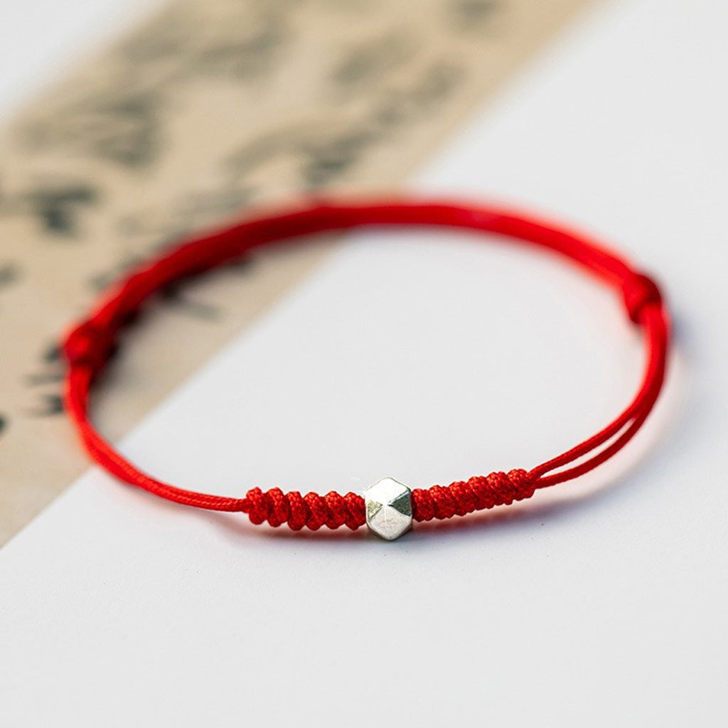 Adjustable Red Cord Bracelet with Square or Round Bead — Love & Courage