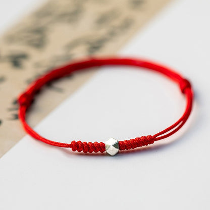 Adjustable Red Cord Bracelet with Square or Round Bead — Love & Courage