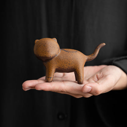 Mini Standing Cat Feng Shui Frog Toad Tea Pet Ceramic Home Desk Figurine Decoration  | Zen Ara Grove