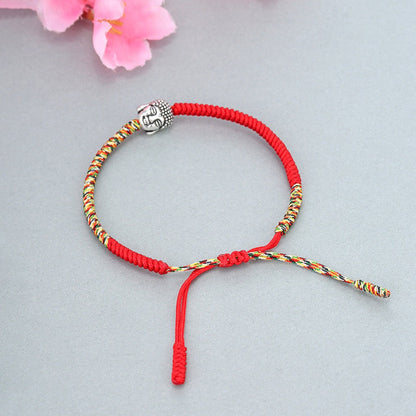 Original Buddha Head Pull-Cord Bracelet – Handwoven Spiritual Charm | Zen Ara Grove