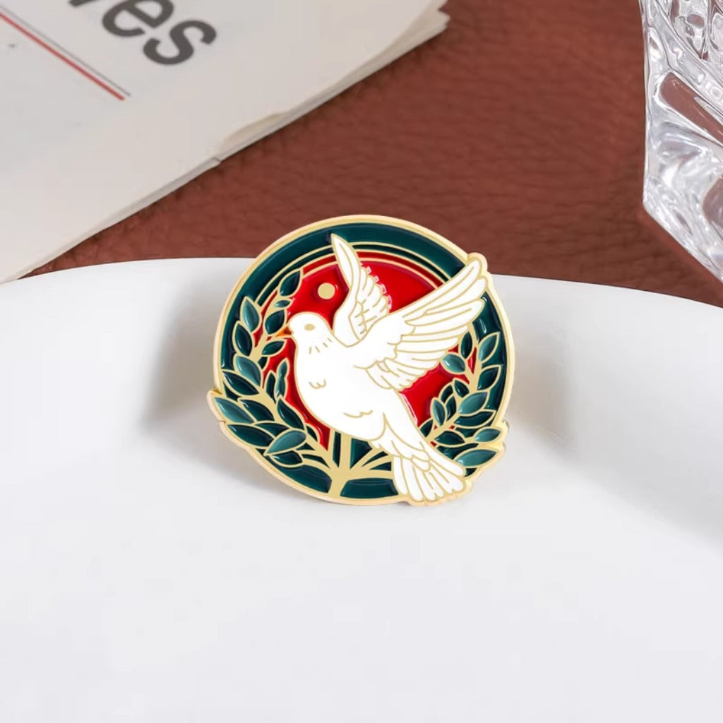 LIMITED TIME OFFER · Olive Branch Encircled Dove Brooch – Timeless Emblem of Peace and Compassion | Zen Ara Grove
