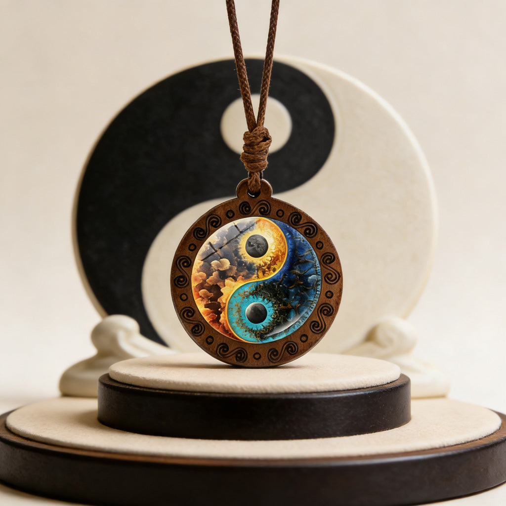 Limited Time Offer · Yin-Yang Galaxy Wood Necklace – Balance & Harmony | Zen Ara Grove