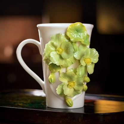 Handcrafted Heritage Porcelain Cup – Roses Blooming from the Surface | Zen Ara Grove