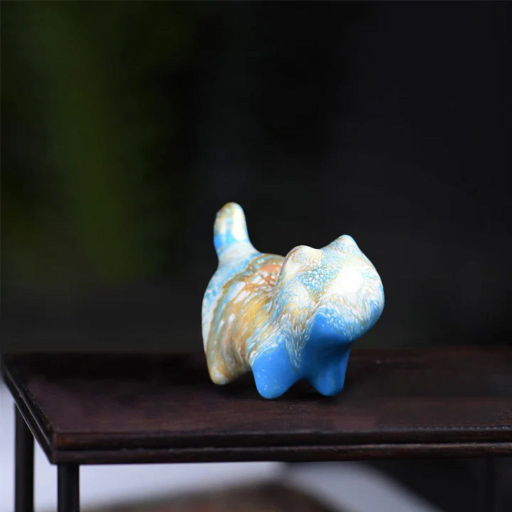 Mini Lovely Cat Ebony Wood Lacquer Craft Peace Decoration  | Zen Ara Grove